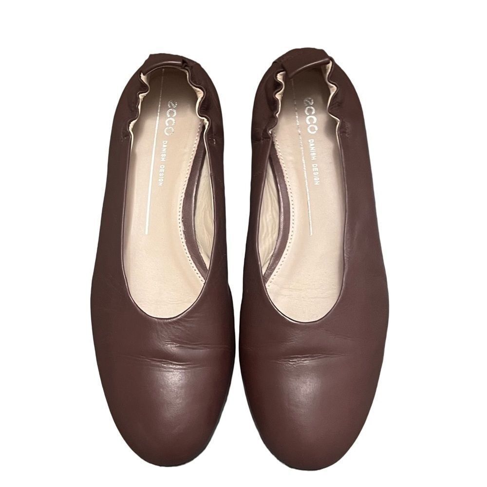 SOLD-ECCO Anine Ballet Flat Leather Size 7 Balletcore Coquette Light Academia - Picture 1 of 12